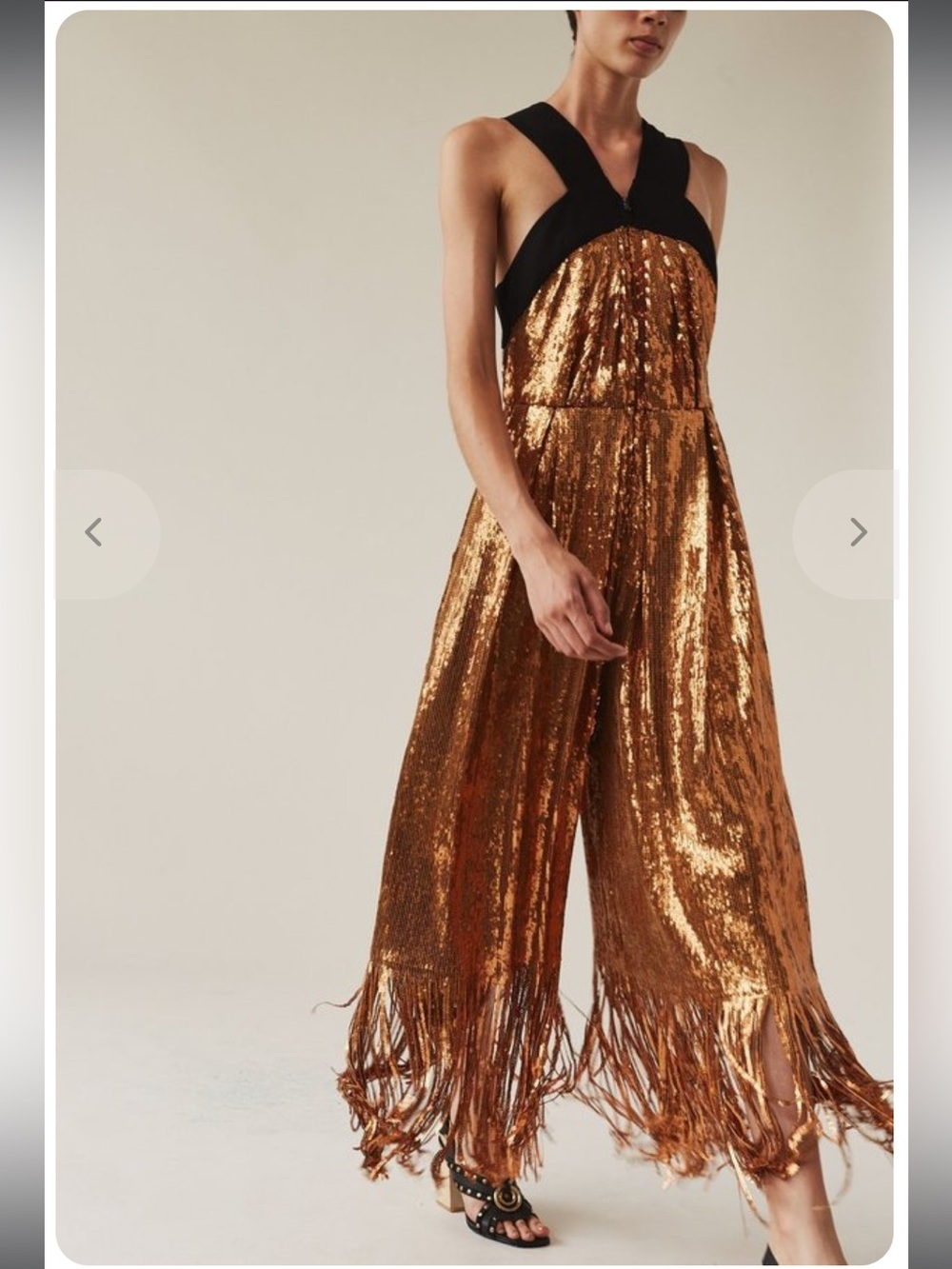 Rachel Comey Ines Jumpsuit Copper Sequin Fringe Jumpsuit Halter Neck 6